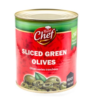 Sliced Green Olives in Tin "Royal Chef" 6.6 Lbs* 6